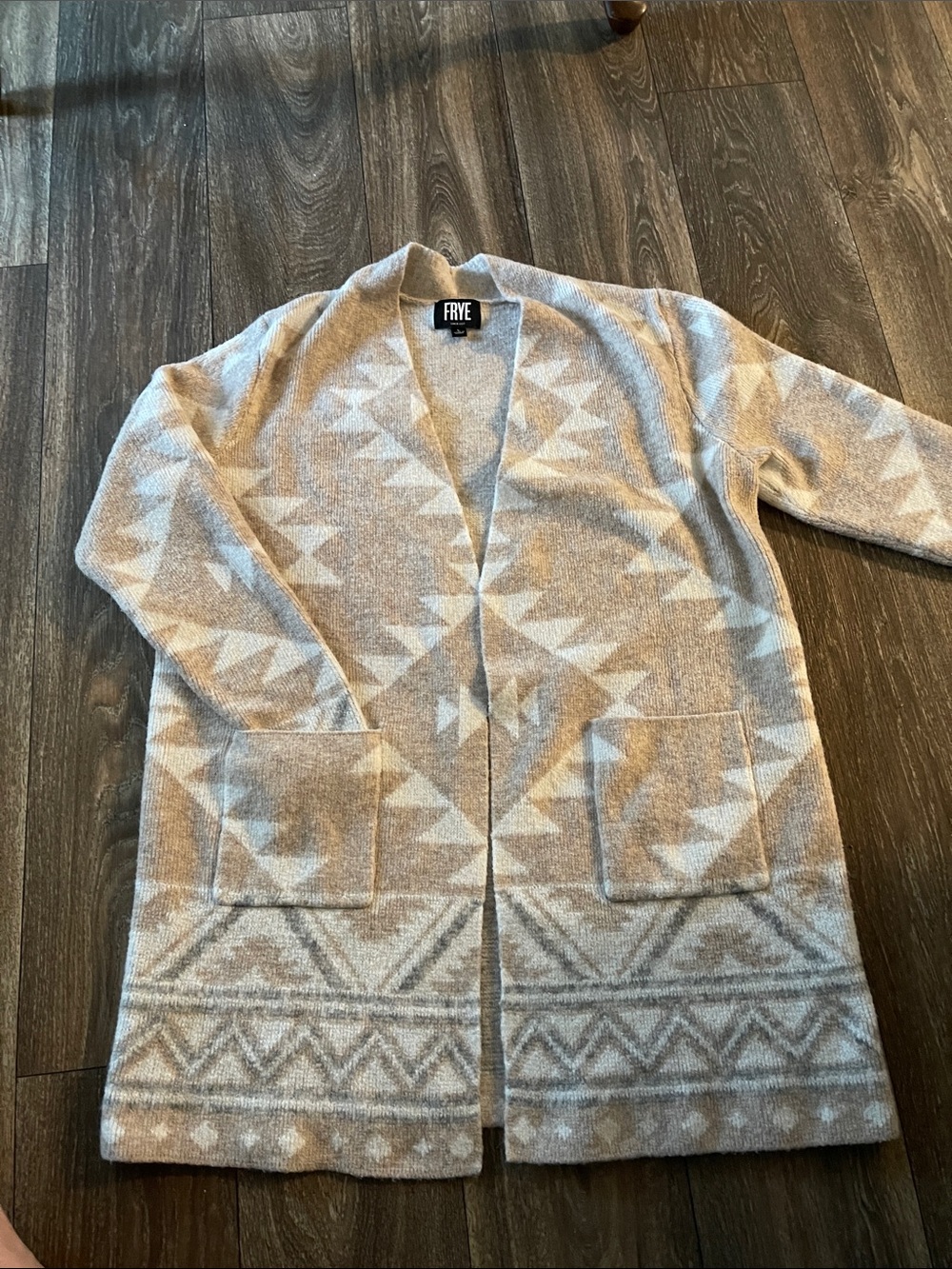 Frye Neutral Aztec Open-Front Cardigan - Beige & Cream